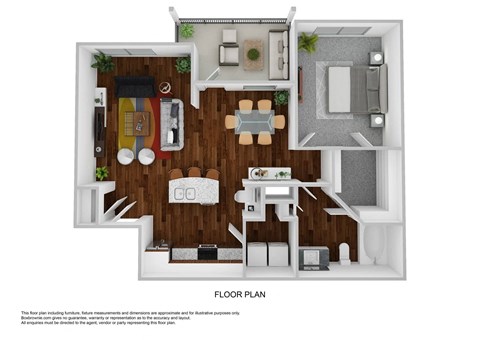 Floor plan for 1 bed, 1 bath, 846 sqft